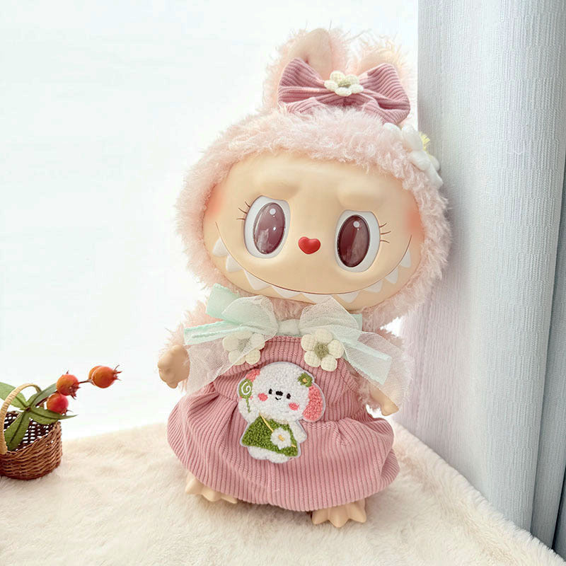 38Cm Labubu plush doll clothes for Labubu doll clothes MOKOKO sweetheart spring overalls