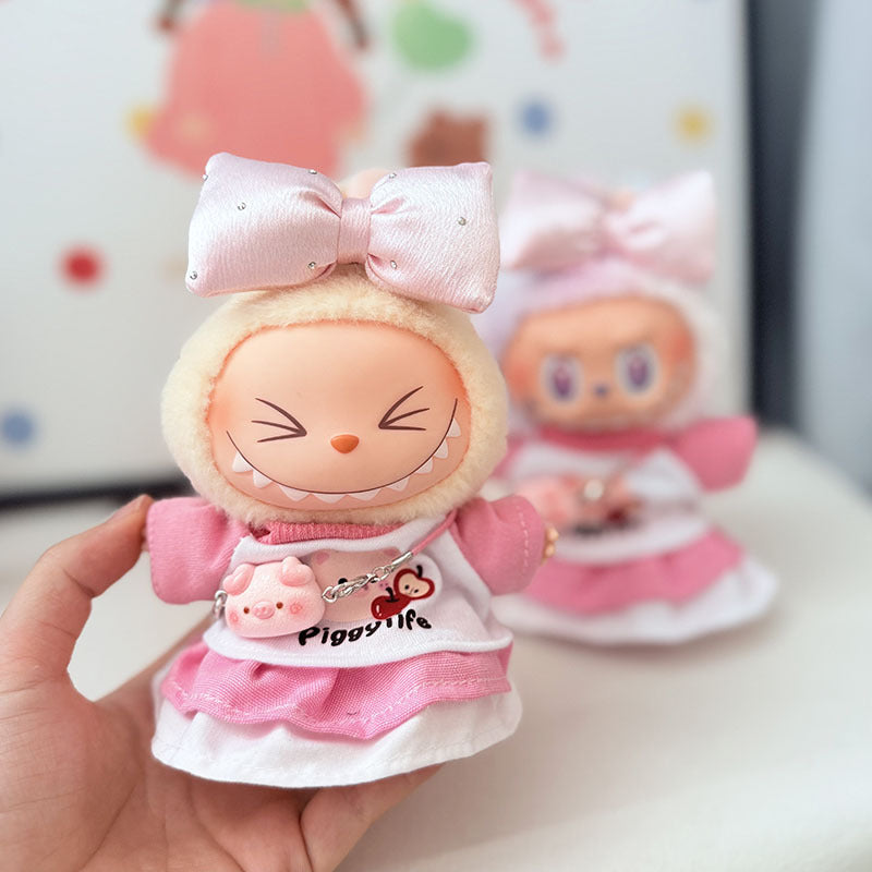 The first, second and third generation keychain Labubu clothes pendant Labubu baby clothes apple piggy dress set is cute