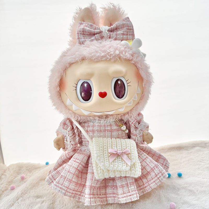 38Cm Labubu plush doll clothes for Labubu sweetheart doll baby clothes pearl small fragrant skirt set