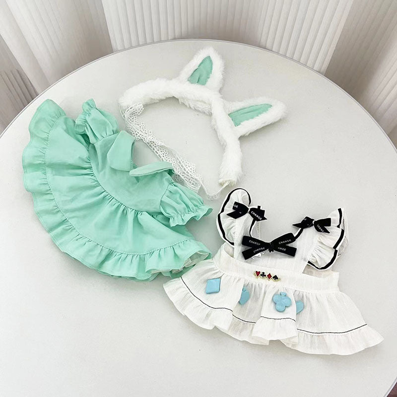 38Cm rabub vinyl plush doll clothes for rabbit ears Alice skirt labubu doll skirt cute