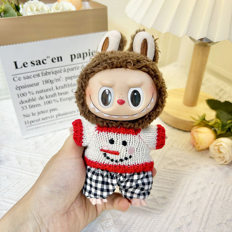 17Cm blind box rabub sweater pants macaron labubu pendant doll knitted sweater new year sweater cute