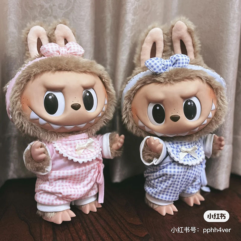 38Cm Labubu vinyl plush doll clothes for Labubu doll clothes striped animal shirt set cute