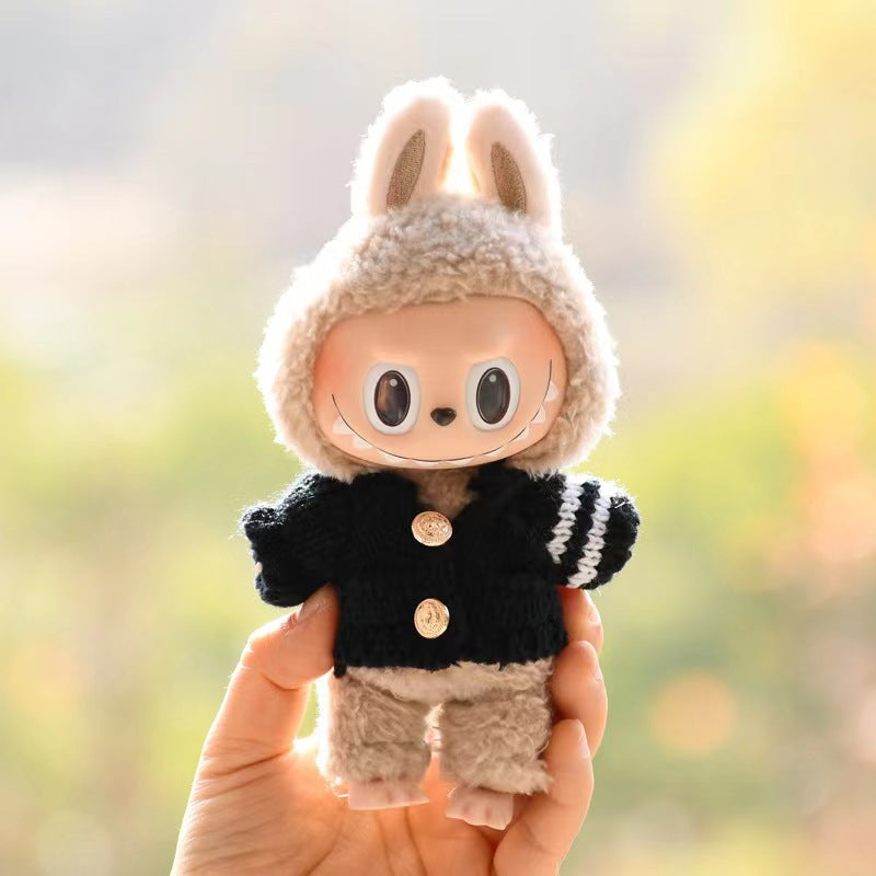 17Cm blind box rabub sweater pants macaron labubu pendant doll knitted sweater new year sweater cute