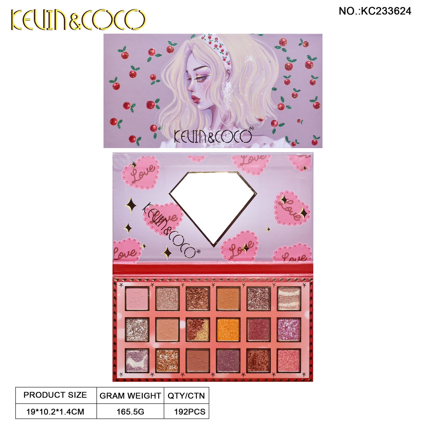 KEVIN & COCO18 color eyeshadow disc, beaded matte, high-value girl eyeshadow comes with it.