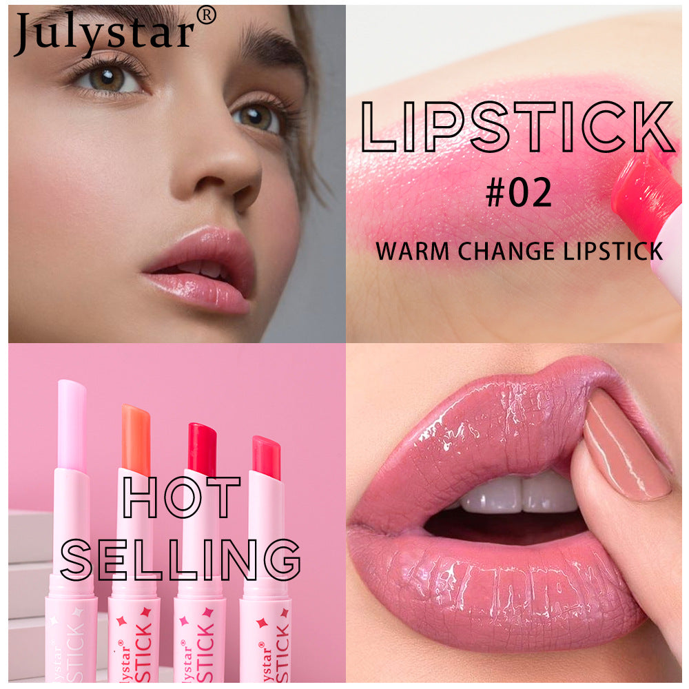 Julystar Lip Color Changing Lip Balm Lip Pattern Moisturizing Hydrating Contains Vitamin E Fruit Flavor Temperature Changing Lipstick
