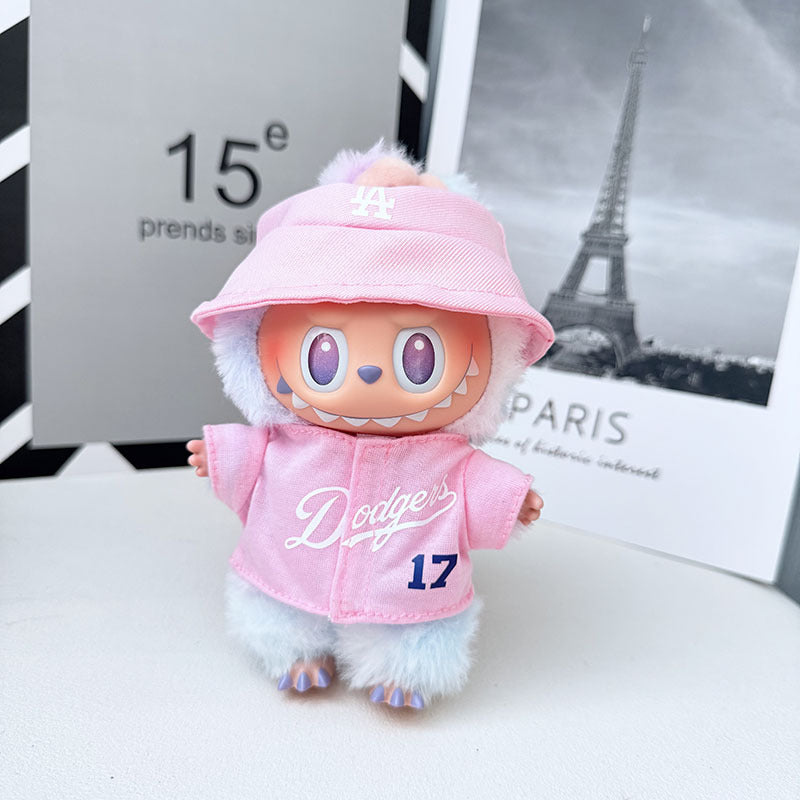 The first, second and third generation Labubu clothes pendant Labubu sitting baby clothes LA baseball sports suit is trendy and cute
