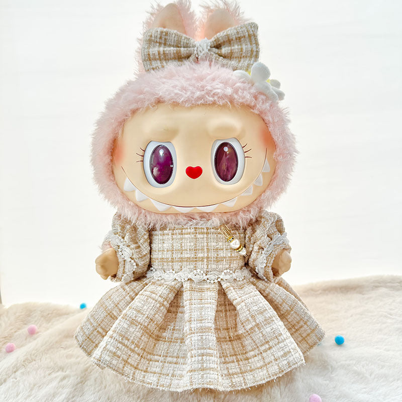 38Cm Labubu plush doll clothes for Labubu sweetheart doll baby clothes pearl small fragrant skirt set