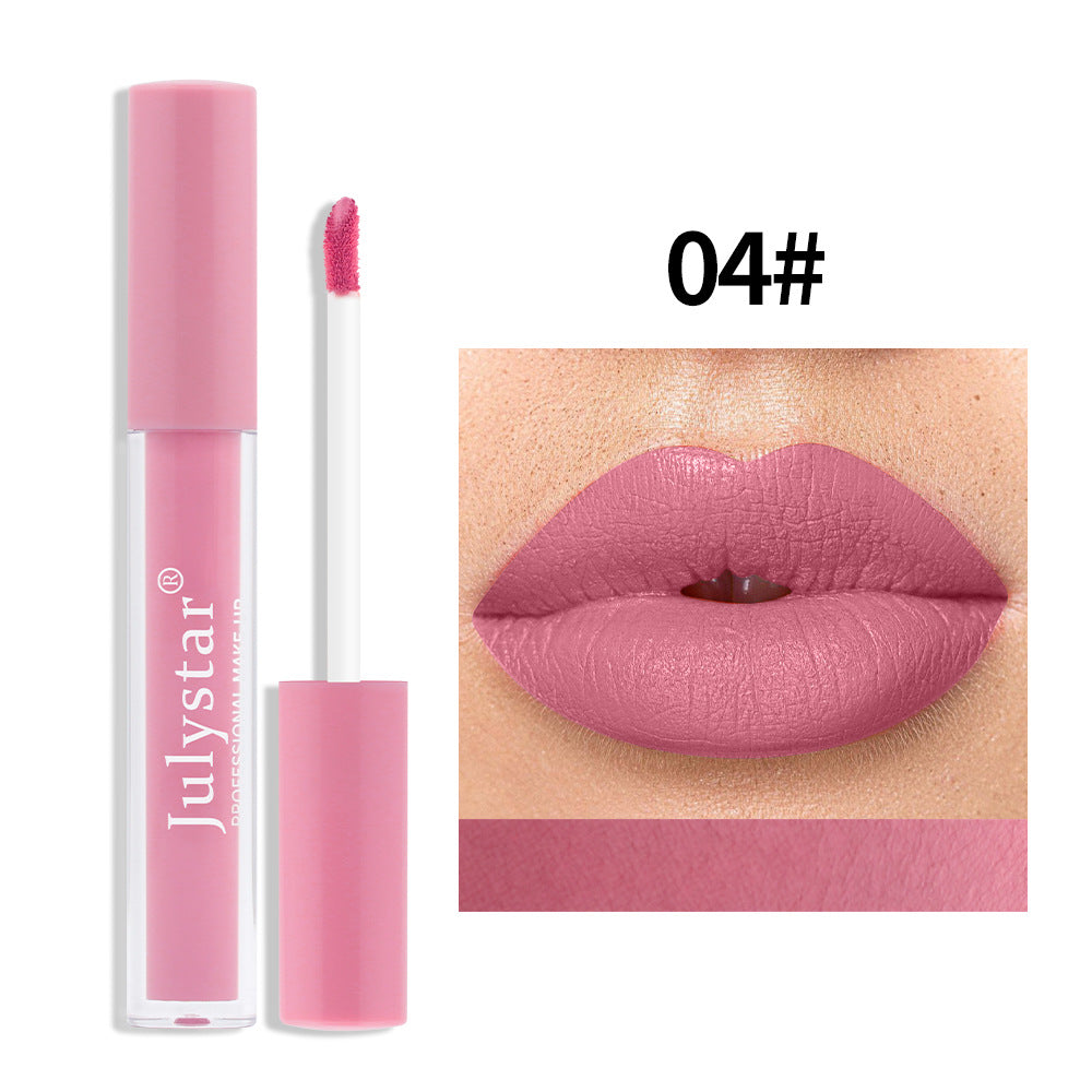 Cross-border makeup matte lipstick women's long-lasting non-fading non-stick cup nude matte fine tube lip glaze