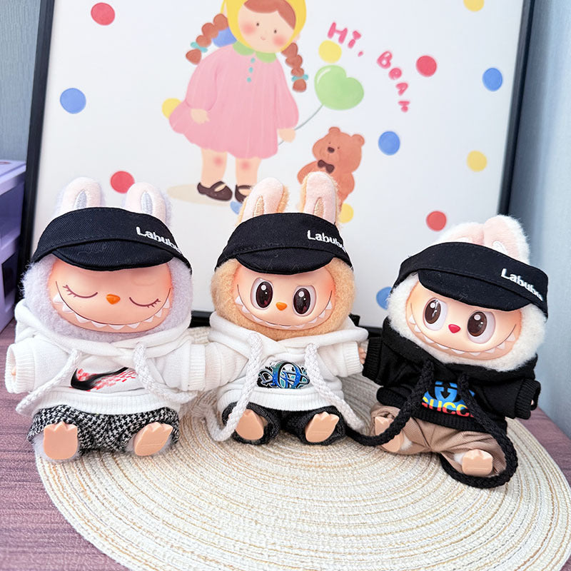 The first, second and third generation keychain Labubu clothes pendant Labubu baby clothes trendy hooded sweater set is cute.