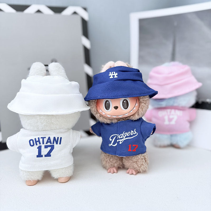 The first, second and third generation Labubu clothes pendant Labubu sitting baby clothes LA baseball sports suit is trendy and cute
