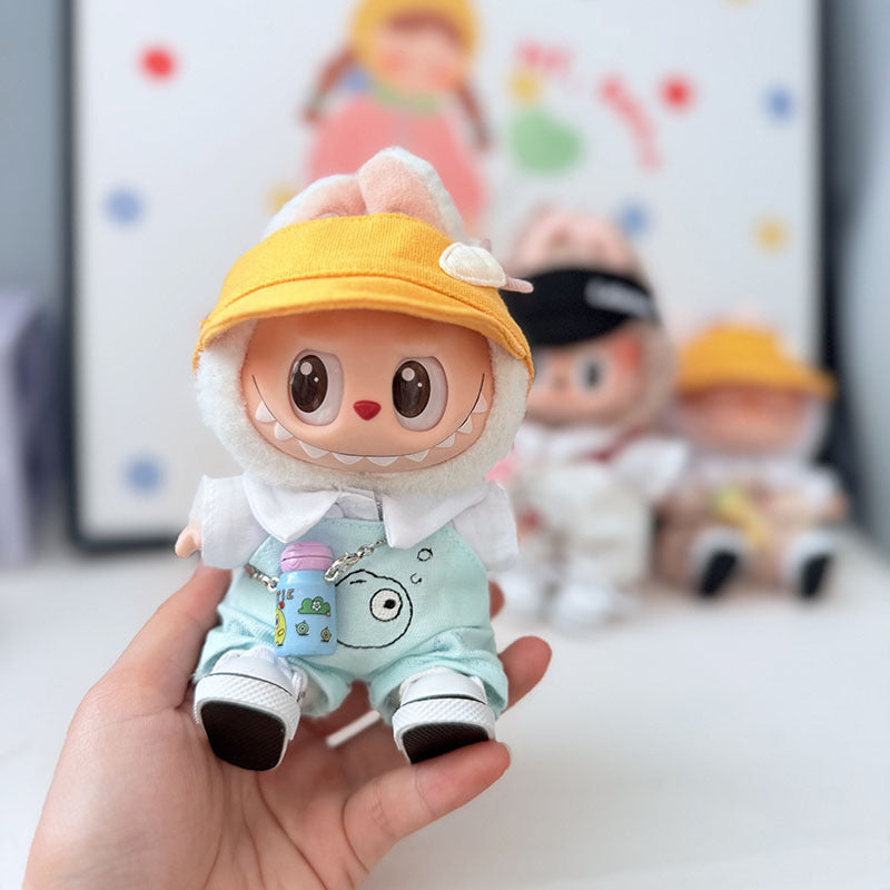 First and second generation keychain Labubu clothes pendant Labubu baby clothes cat puppy fish overalls set cute