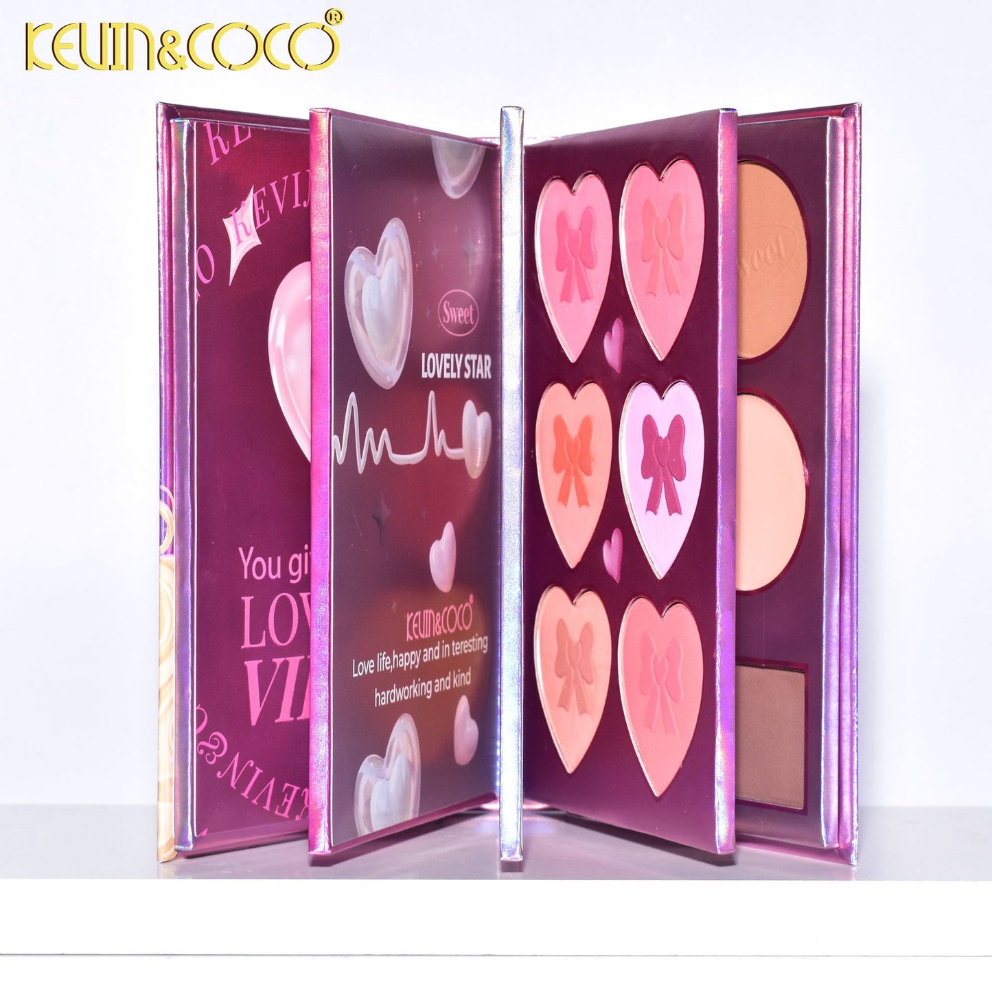 KEVIN & COCO Valentine's Day series 68-color five-layer flip book eyeshadow, bead matte high color rendering
