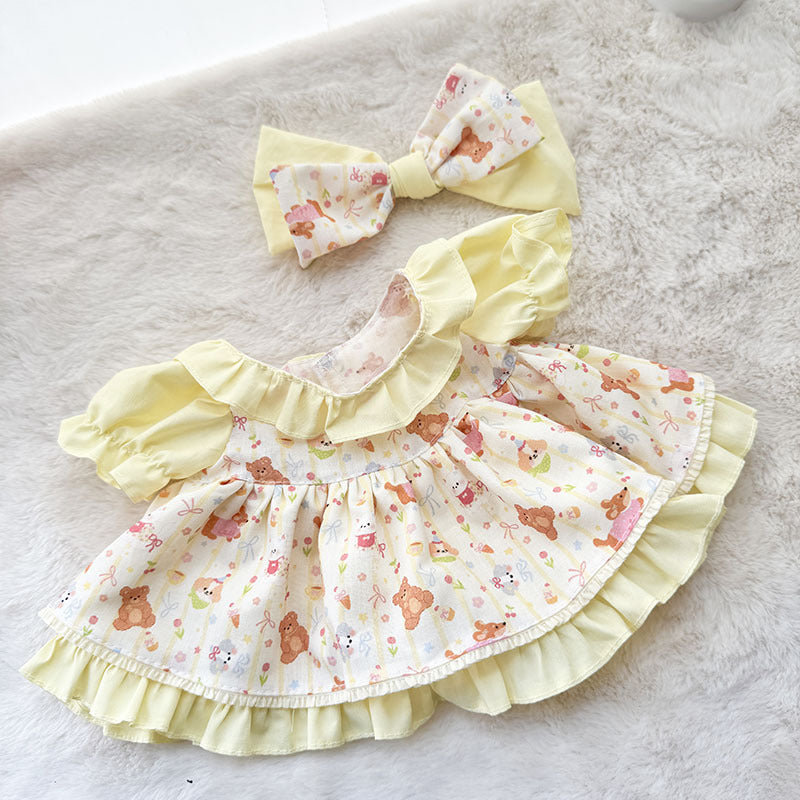 38Cm Labubu plush doll dress for Labubu doll baby dress sweetheart small animal yellow dress