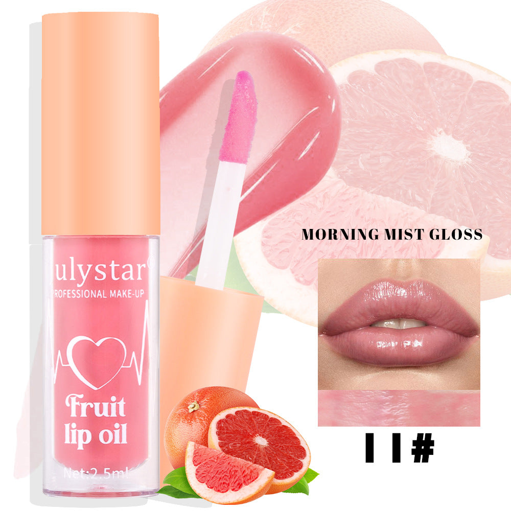 Julystar 20 Color Fruit Lip Glaze Water Light Transparent Moisturizing Moisturizing Temperature Variable Pearlescent Lip Oil