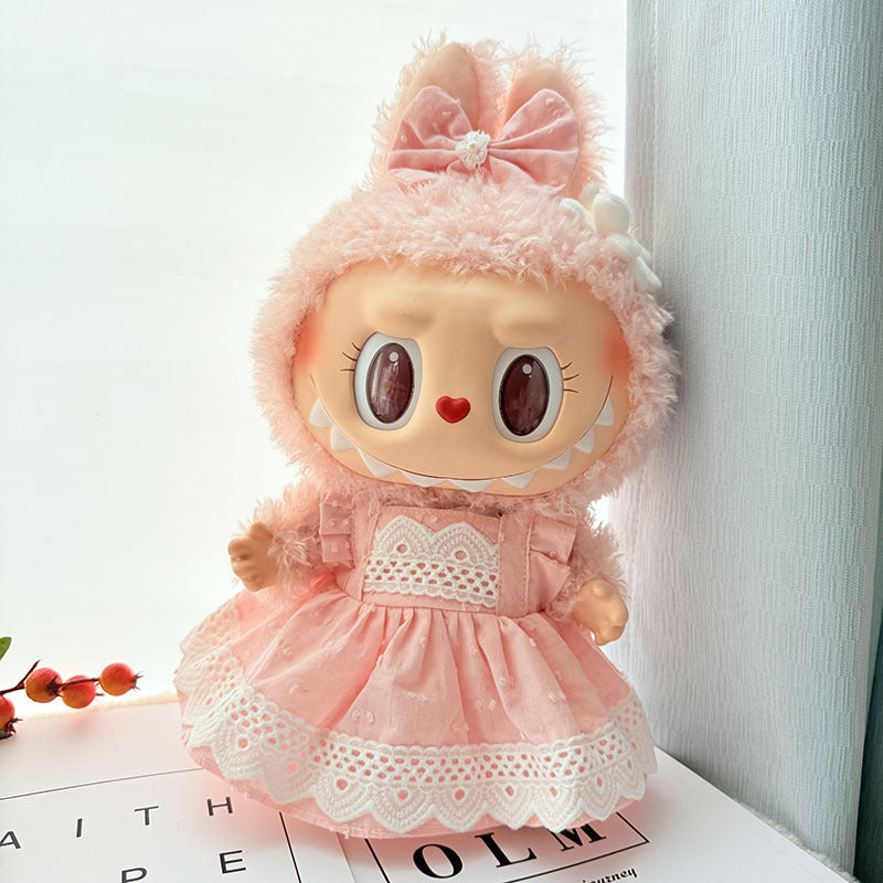 38Cm Labubu plush doll clothes for Labubu doll clothes MOKOKO sweetheart spring overalls