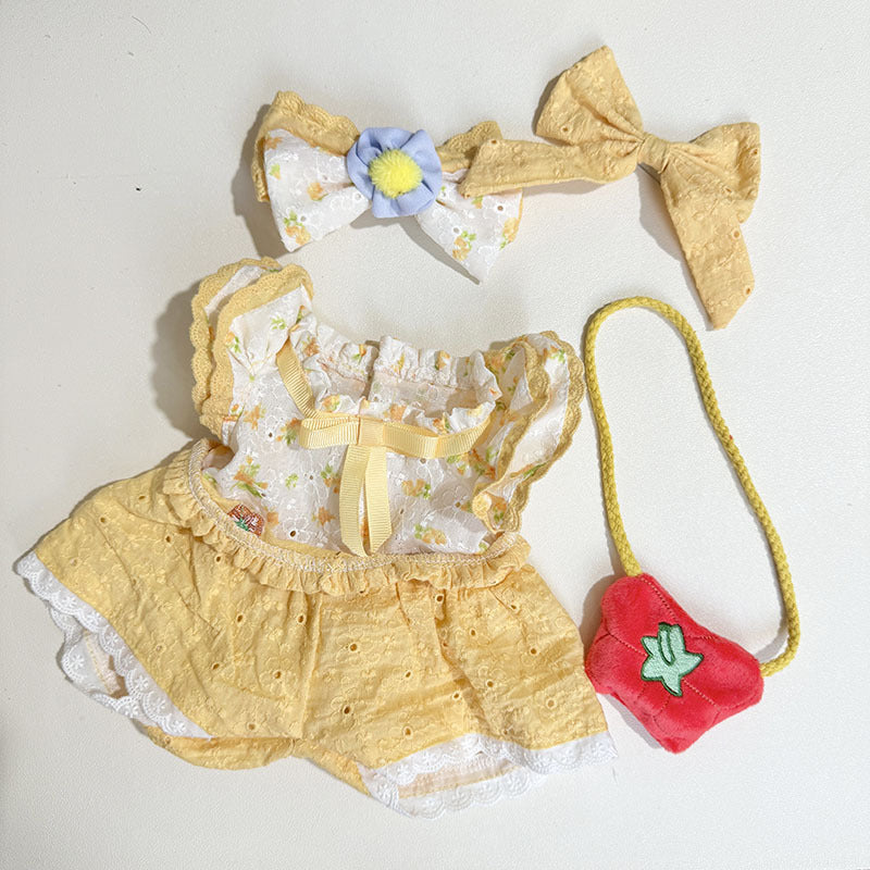 38Cm Labubu Plush Doll Dress for Labubu Doll MOKOKO Sweetheart 2024 Yellow Summer Belle