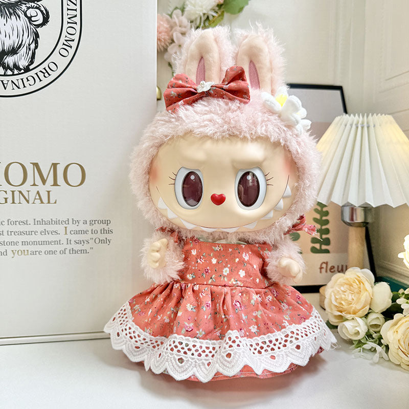38Cm Labubu plush doll clothes for Labubu doll clothes MOKOKO sweetheart spring overalls