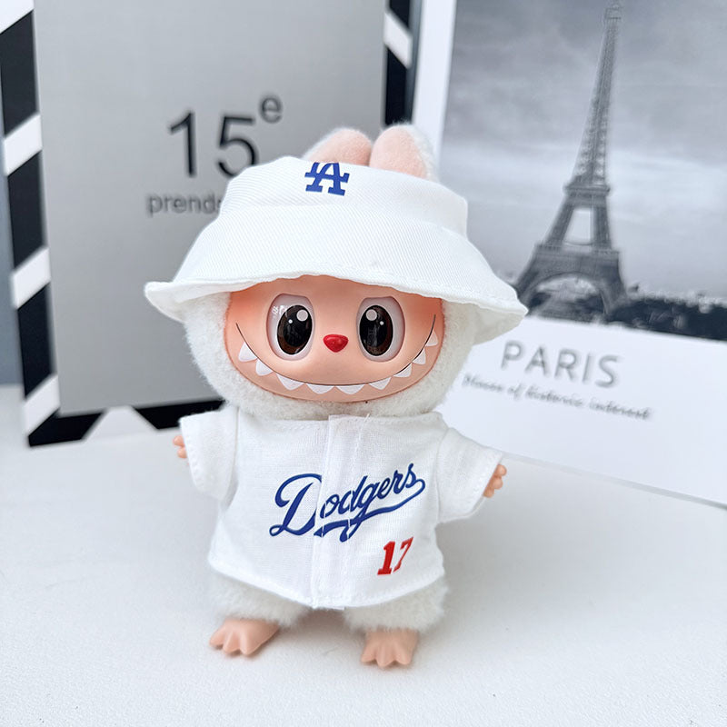 The first, second and third generation Labubu clothes pendant Labubu sitting baby clothes LA baseball sports suit is trendy and cute