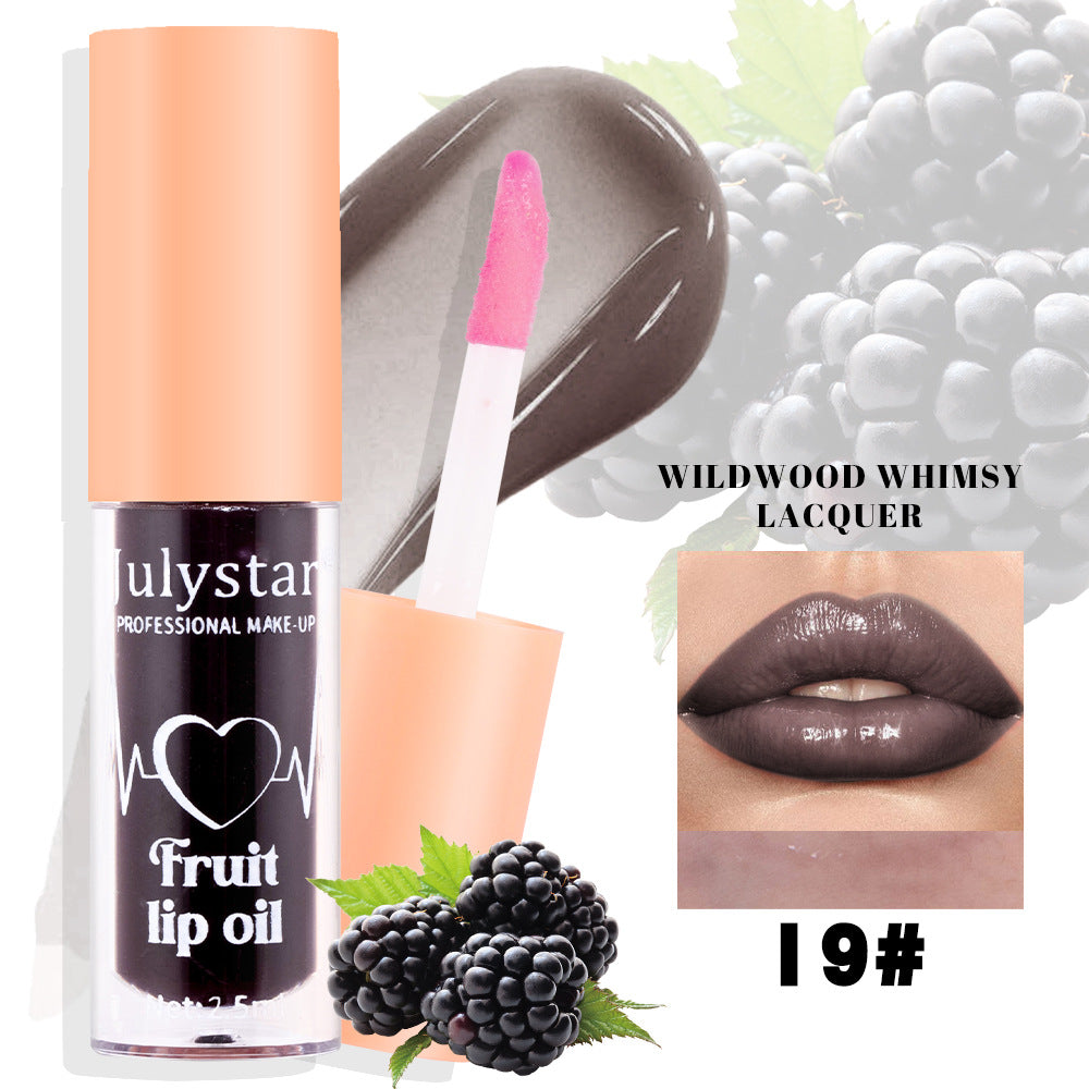 Julystar 20 Color Fruit Lip Glaze Water Light Transparent Moisturizing Moisturizing Temperature Variable Pearlescent Lip Oil