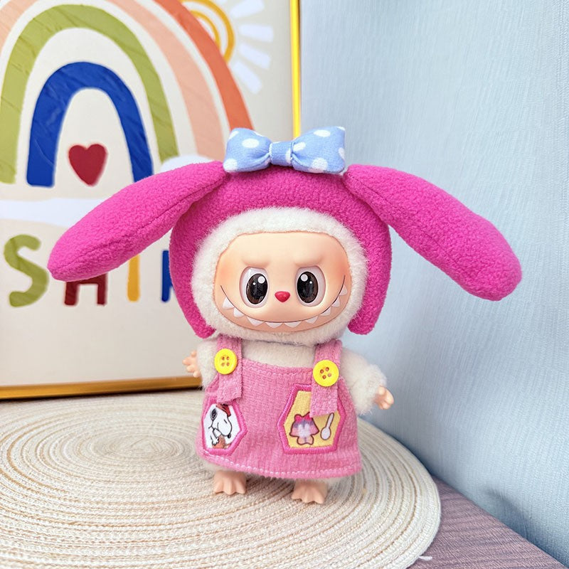 The first, second and third generation keychain Labubu clothes pendant Labubu baby clothes trendy sweater overalls set is cute.