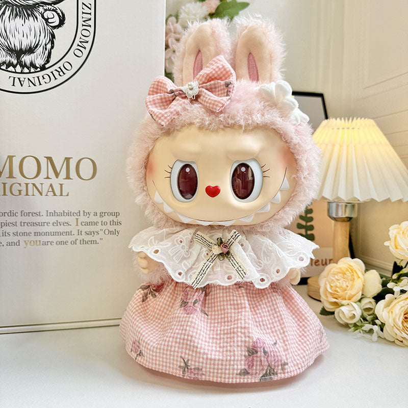 38Cm Labubu plush doll clothes for Labubu doll clothes MOKOKO sweetheart spring overalls