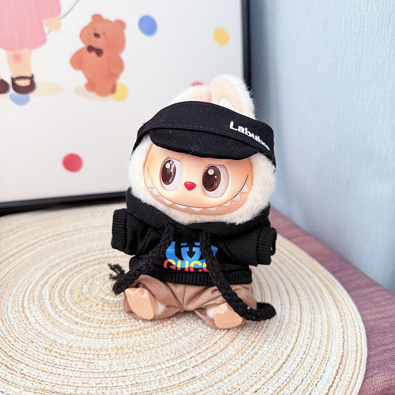 The first, second and third generation keychain Labubu clothes pendant Labubu baby clothes trendy hooded sweater set is cute.