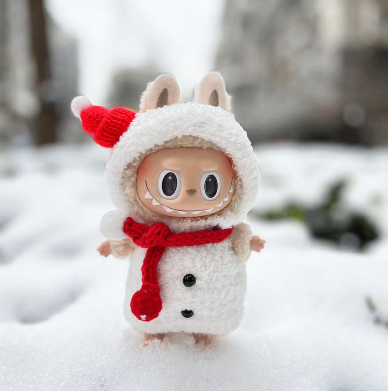 15Cm blind box Labubu handmade little dinosaur onesie little snowman labubu pendant Christmas outfit cute