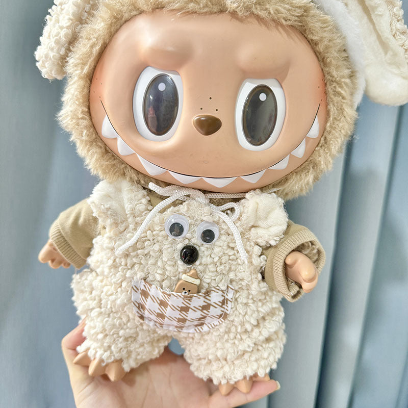 38Cm Labubu plush doll clothes for vinyl Labubu doll clothes Qian Duoduo suit is cute