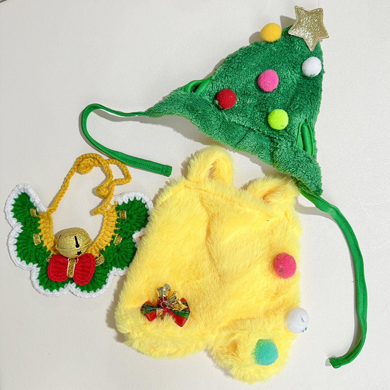38Cm Labubu plush doll clothes for vinyl Labubu doll clothes Christmas yellow bell set cute