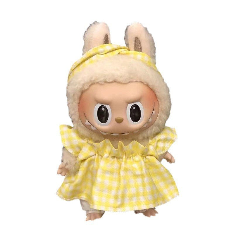 15Cm blind box rabub casual satchel set macaron labubu pendant doll nightdress set cute
