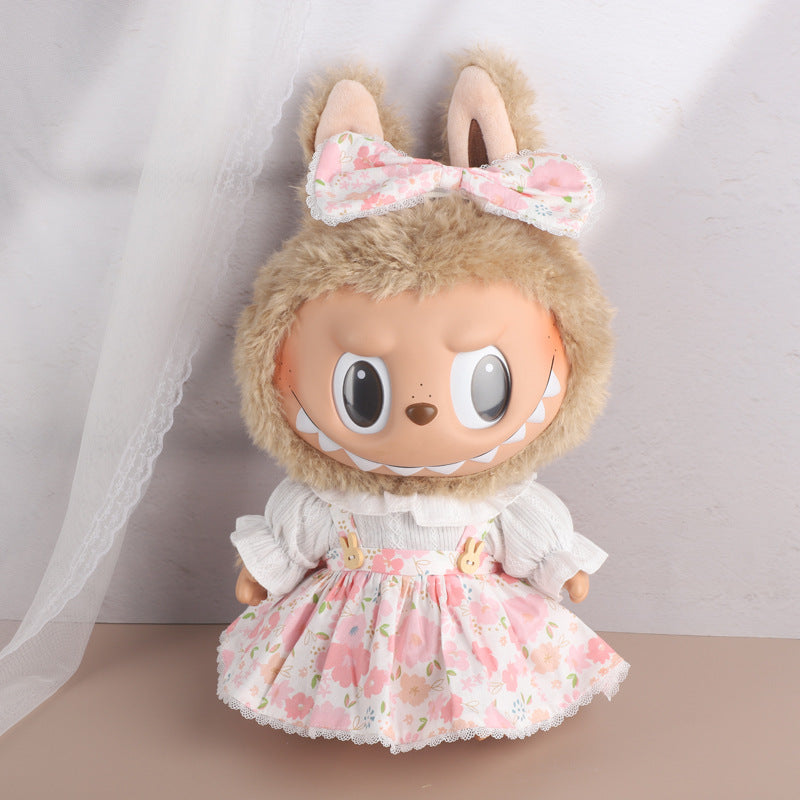 38Cm Labubu vinyl plush doll clothes for Labubu doll clothes striped animal shirt set cute