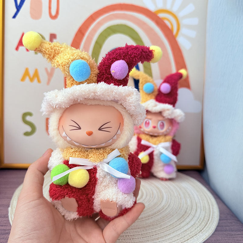 The first, second and third generation Labubu clothes pendant Labubu sitting party baby clothes colored ball clown suit is cute and cute