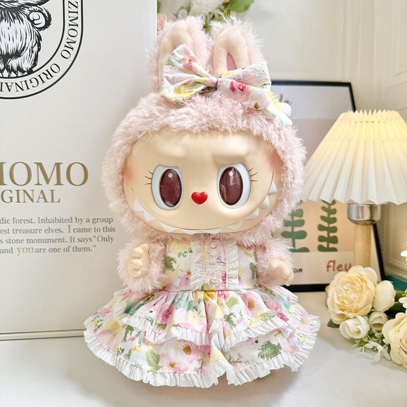 38Cm Labubu plush doll clothes for Labubu doll clothes MOKOKO sweetheart spring overalls