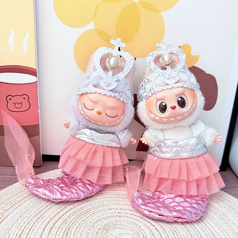 17Cm Labubuwa clothes LABUBU blind box sitting party one two three generation mermaid suit cute cute