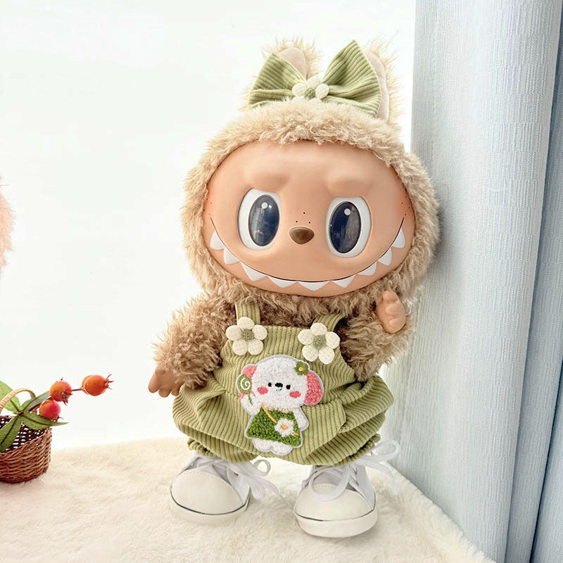 38Cm Labubu plush doll clothes for Labubu doll clothes MOKOKO sweetheart spring overalls