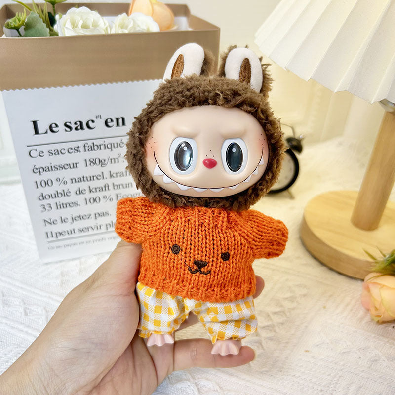 17Cm blind box rabub sweater pants macaron labubu pendant doll knitted sweater new year sweater cute