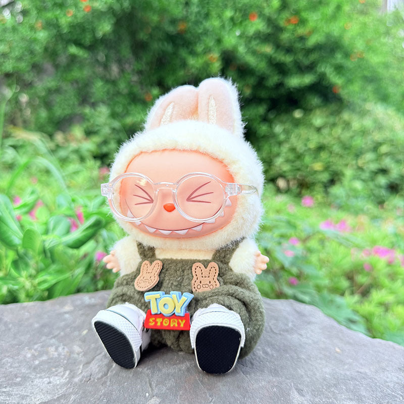 First/second generation Labubu clothes pendant Labubu sitting party baby clothes toy green overalls set cute