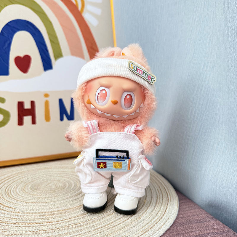 One, two and three generations of Labubu clothes pendant Labubu sitting party baby clothes radio overalls set creativity