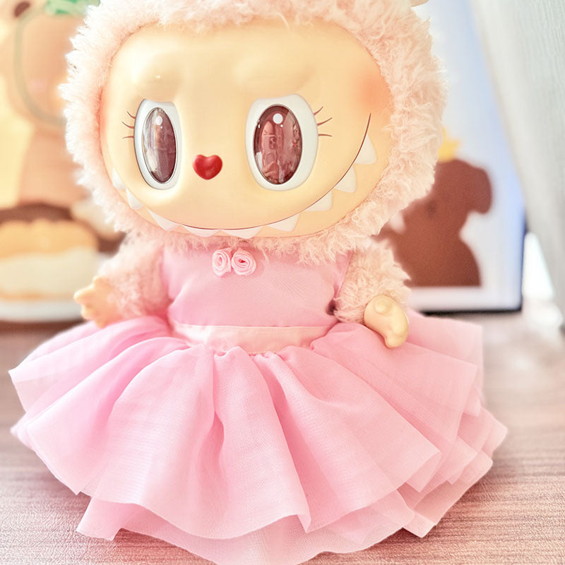 38Cm Labubu plush doll dress for Labubu doll clothes MOKOKO pink ballet dress set