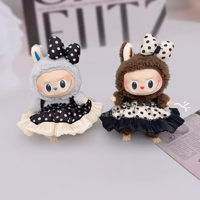 New labubu baby clothes set creative wear rabub clothes skirt bow two-piece set doll accessories