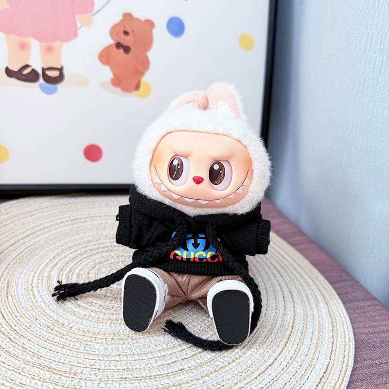 The first, second and third generation keychain Labubu clothes pendant Labubu baby clothes trendy hooded sweater set is cute.