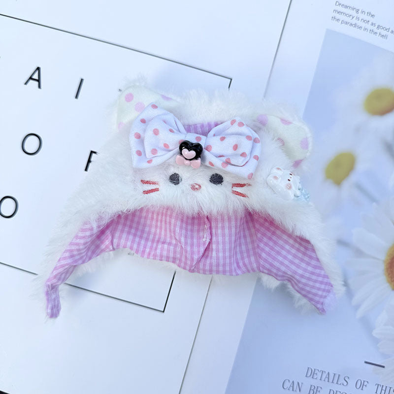 First and second generation keychain Labubu clothes pendant Labubu baby clothes cat hat + plaid overalls cute