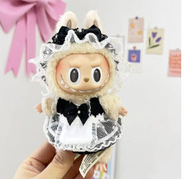 17Cm blind box Labubu cloth set circle smiley face shirt labubu pendant for invisible wings, cute clothes.