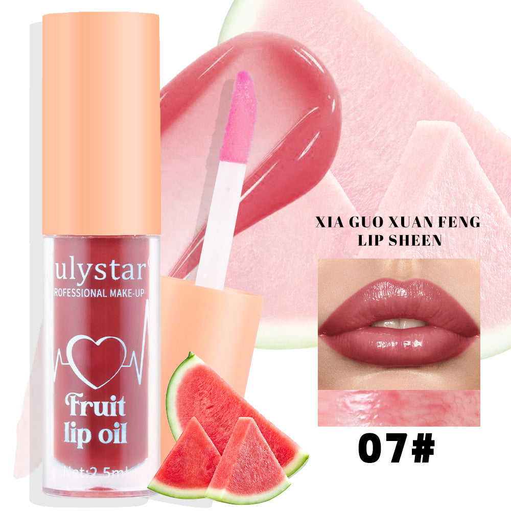 Julystar 20 Color Fruit Lip Glaze Water Light Transparent Moisturizing Moisturizing Temperature Variable Pearlescent Lip Oil
