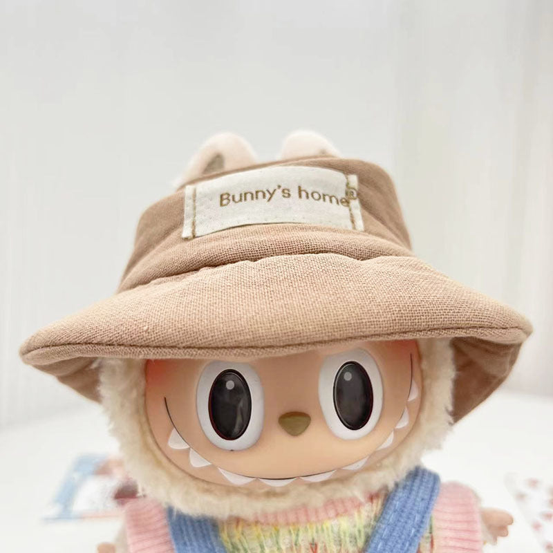 17Cm blind box rabub for small blue-gray rhombus grid sweater set labubu pendant clothes are cute and cute