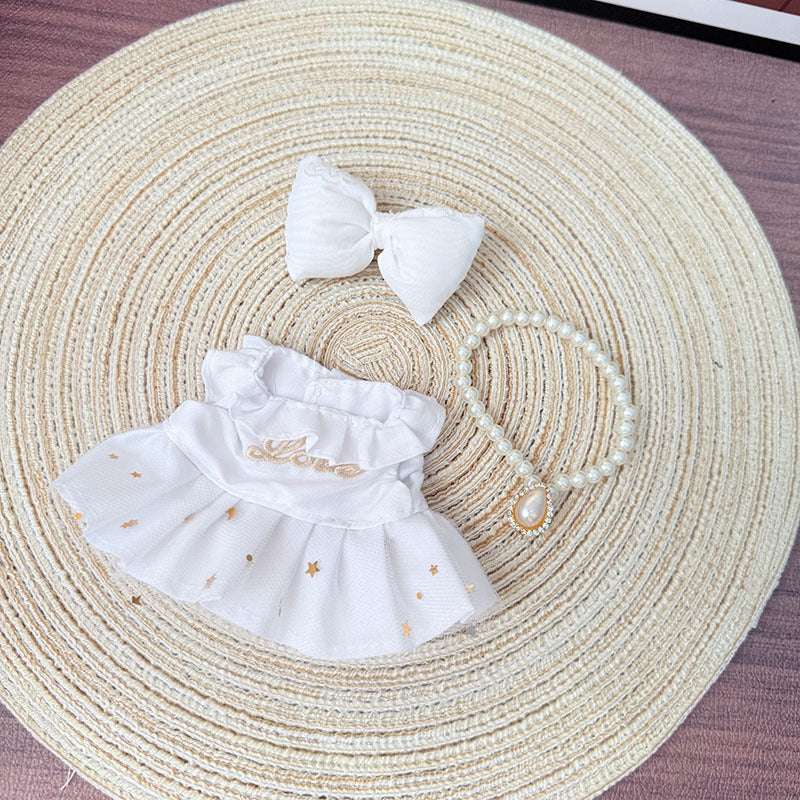 The first, second and third generation Labubu clothes pendant Labubu sitting party baby clothes starlight pearl skirt set is cute and cute