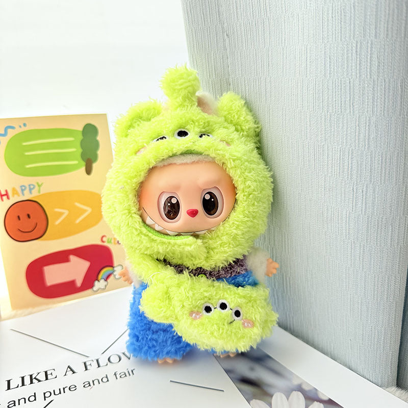 17Cm Labubuwa clothes LABUBU blind box sitting party one two three generations cute cloud velvet three eyes cute