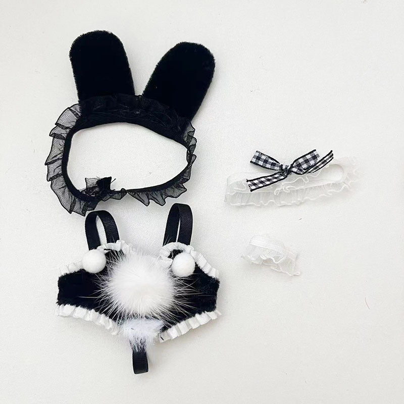 17Cm keychain Labubu wearing bunny girl suit couple model Labubu pendant baby clothes cute