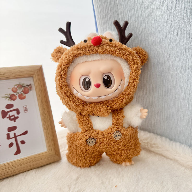 17Cm Labubuwa clothes LABUBU blind box sitting party one two three generations cute cloud velvet three eyes cute