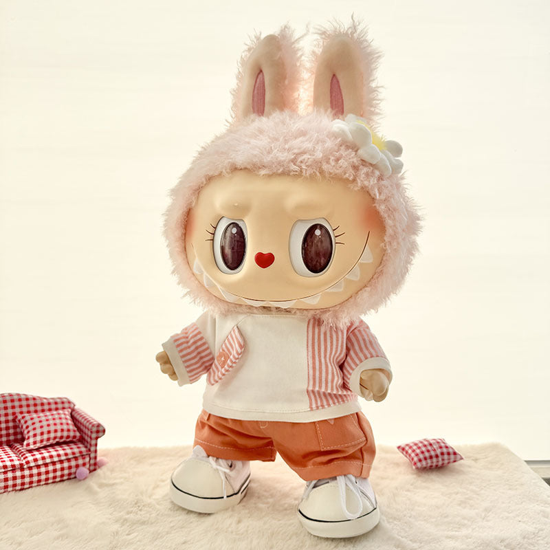 38Cm Labubu plush doll clothes for Labubu sweetheart doll baby clothes casual jacket set cute
